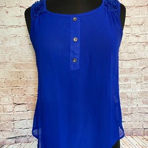 Royal Blue Sheer Blouse - Medium